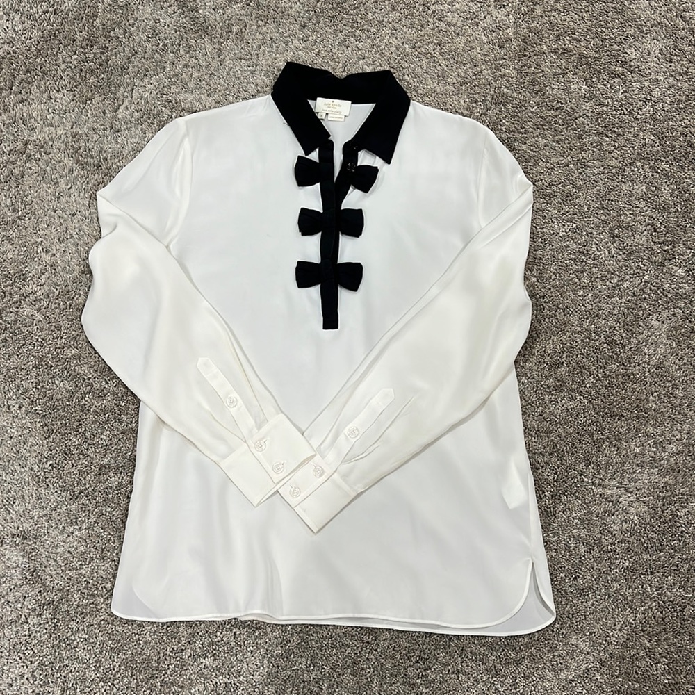 Kate Spade silk bow blouse size Small pre-owned